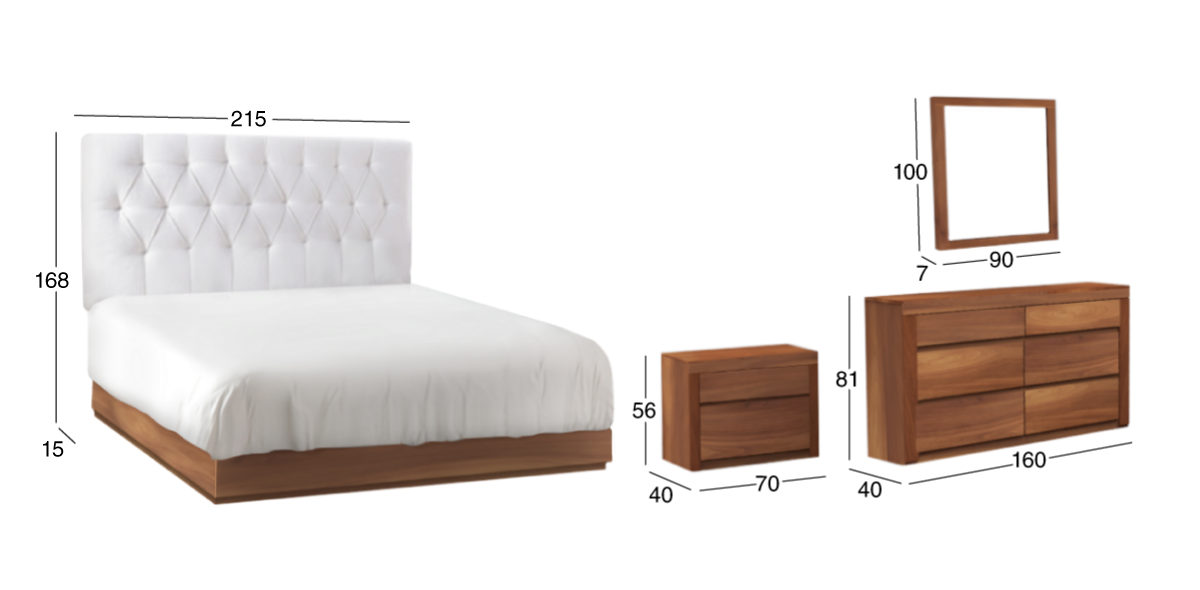 Recámara King Size Siqueiros Beige y Café 5 Piezas