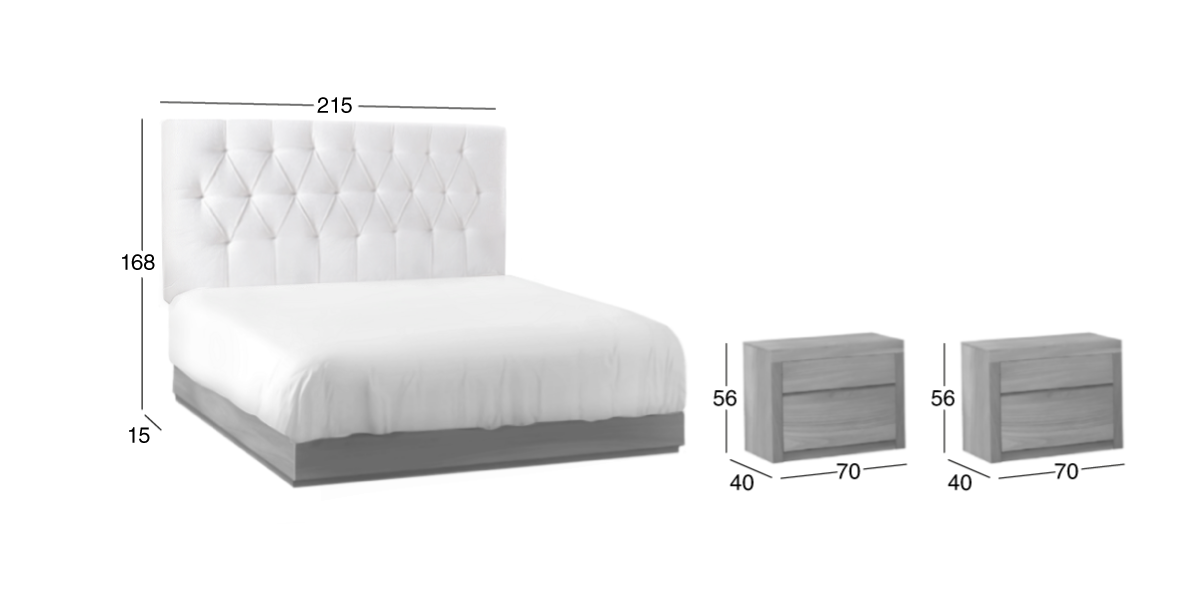 Recámara King Size Siqueiros Beige y Gris 3 Piezas