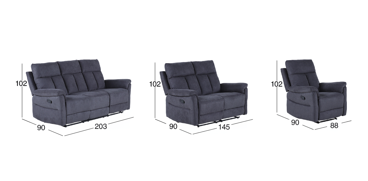 Sala con Reclinables Gwen Gris 3 Piezas