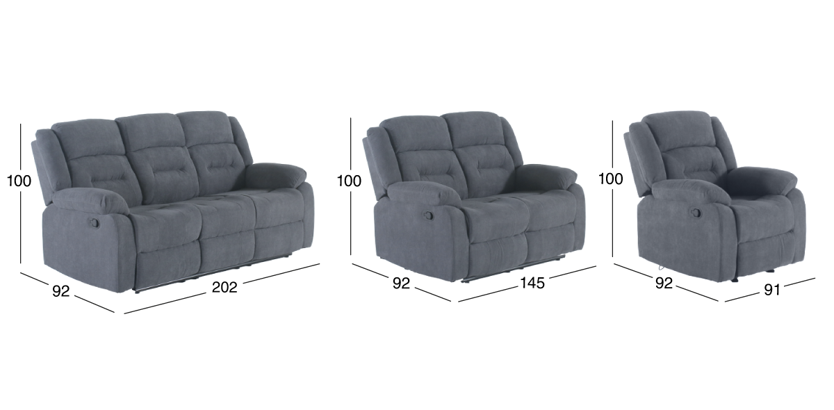 Sala con Reclinables Kaipu Gris 3 Piezas