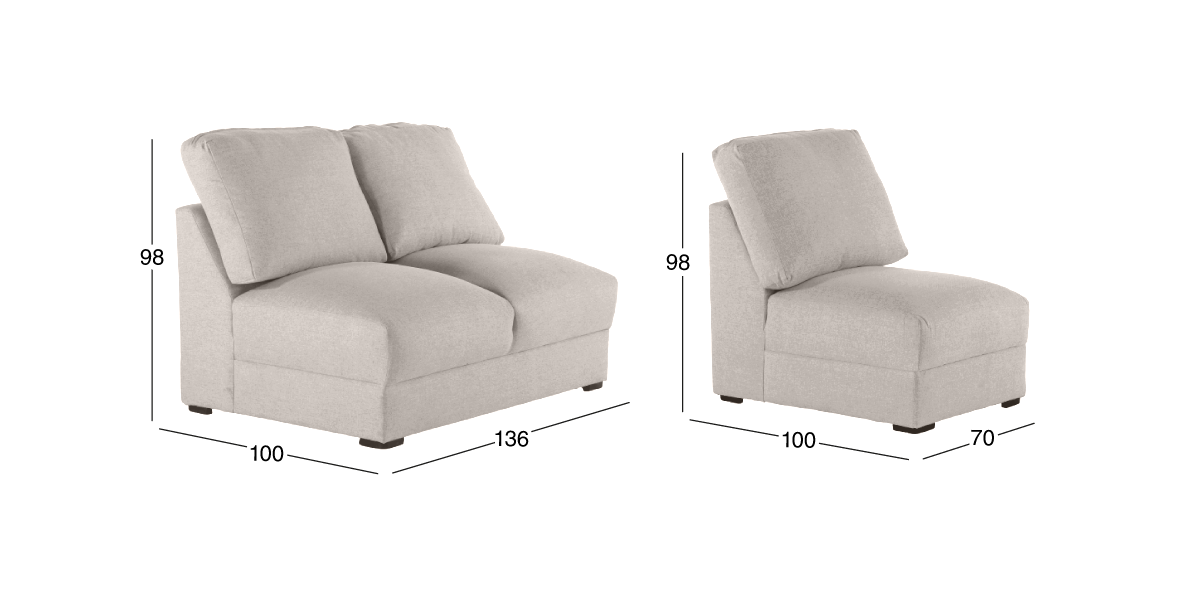 Sala Amira con Sillón sin Brazos Beige 3 Piezas