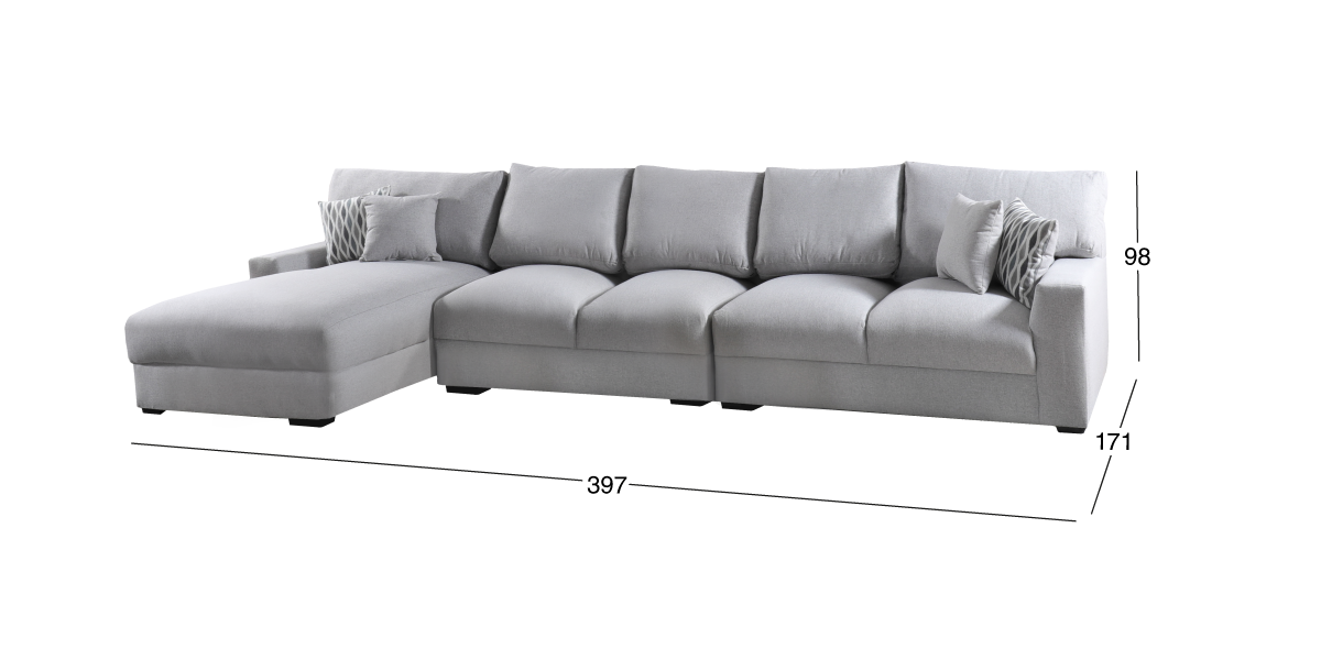 Sala Modular Izquierda Amira Gris 4 Piezas