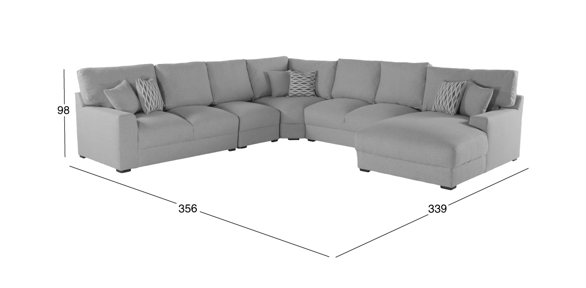 Sala Modular Derecha Amira Gris 5 Piezas