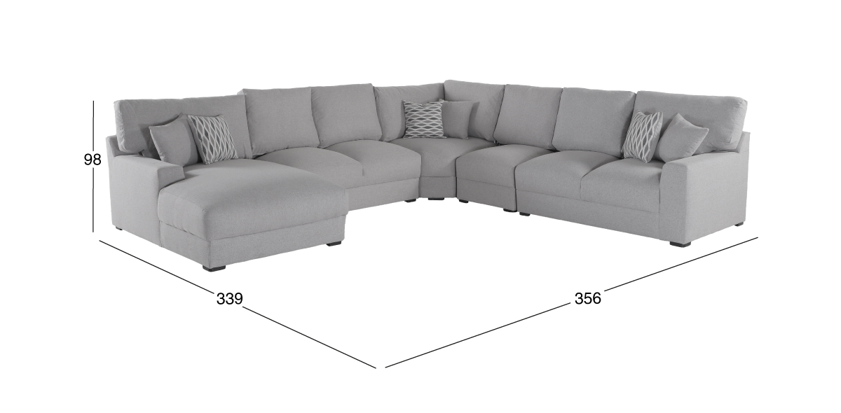 Sala Modular Izquierda Amira Gris 5 Piezas
