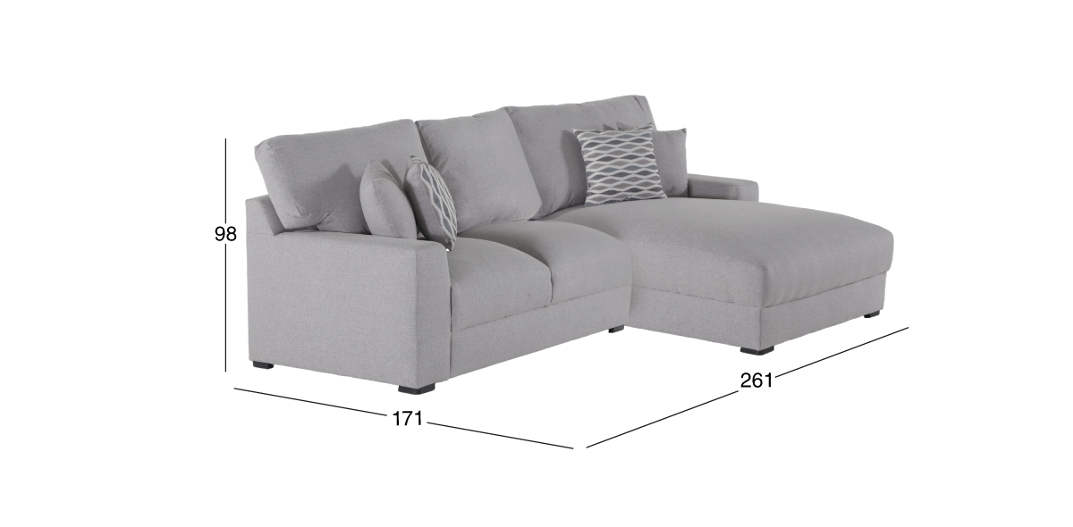 Sala Modular Izquierda Amira Gris 2 Piezas