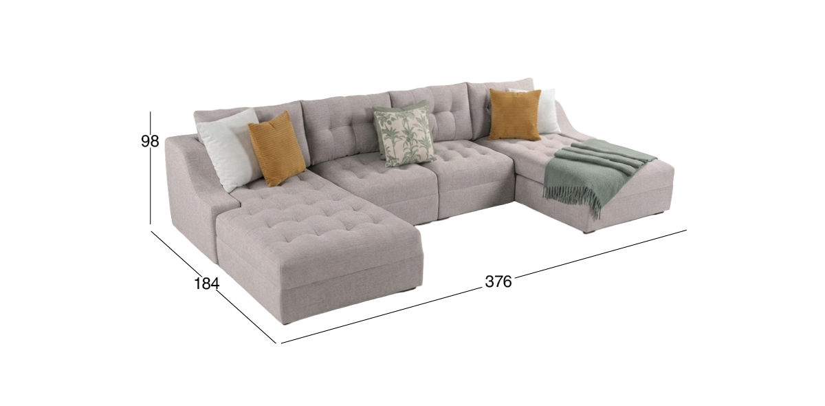 Sala Modular Izquierda Zonet Beige 4 Piezas