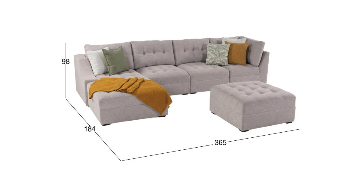 Sala Modular Izquierda Zonet Beige 5 Piezas