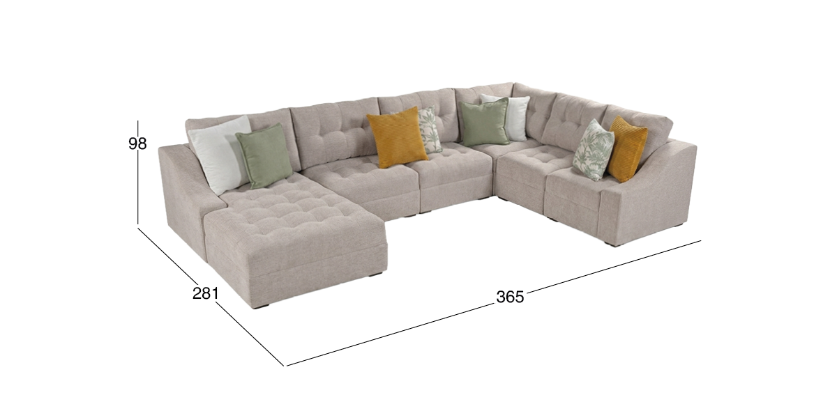 Sala Modular Izquierda Zonet Beige 6 Piezas