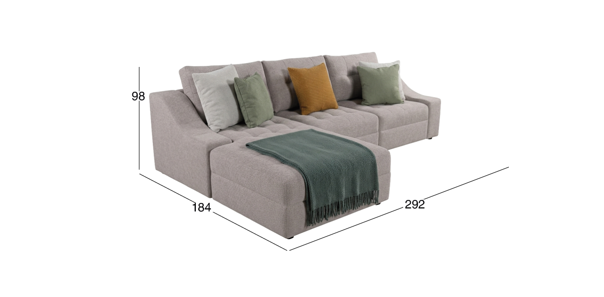 Sala Modular Izquierda Zonet Beige 3 Piezas