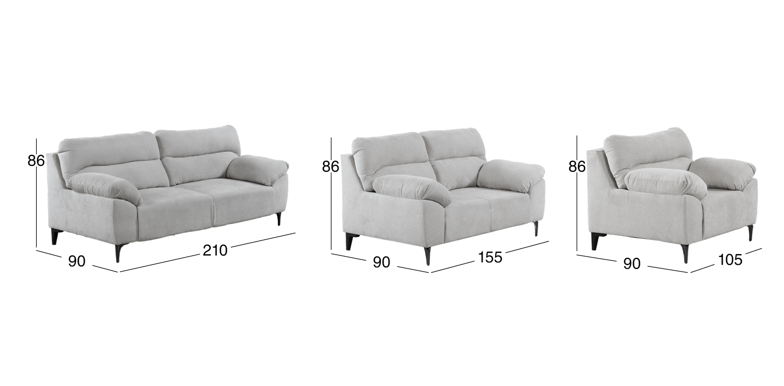 Sala Linka Gris 3 Piezas