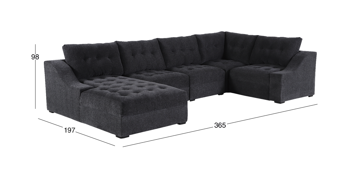 Sala Modular  Zonet Gris Oxford 5 Piezas