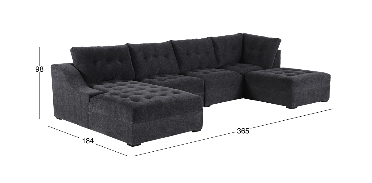 Sala Modular Izquierda Zonet Gris Oxford 5 Piezas