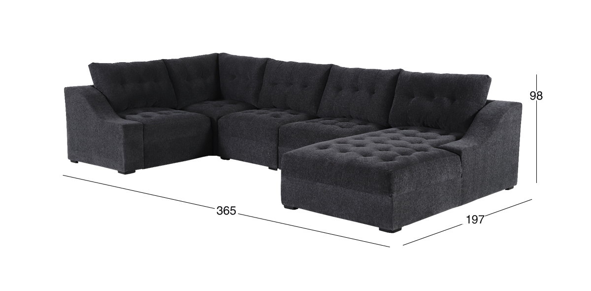 Sala Modular Derecha Zonet Gris Oxford 5 Piezas