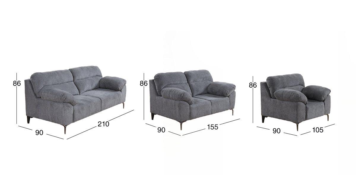 Sala Linka Gris Oscuro 3 Piezas