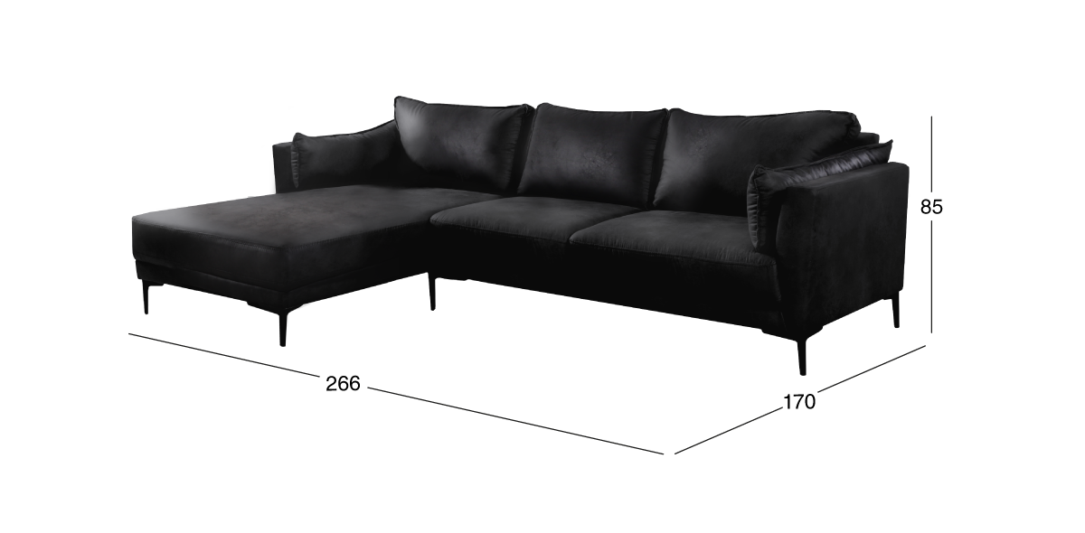 Sala en L Izquierda Kubra Negro