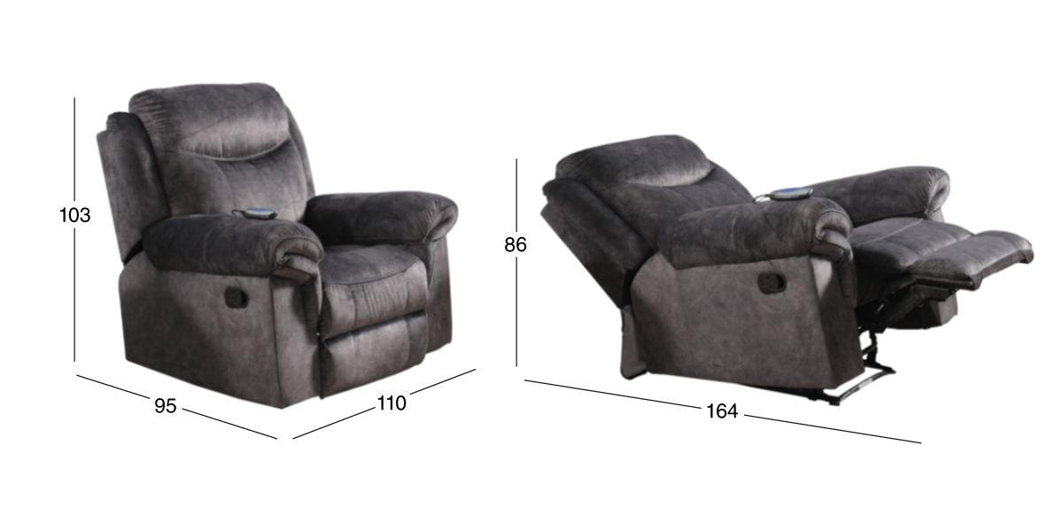 Sillón con Reclinable Twin Falls Gris