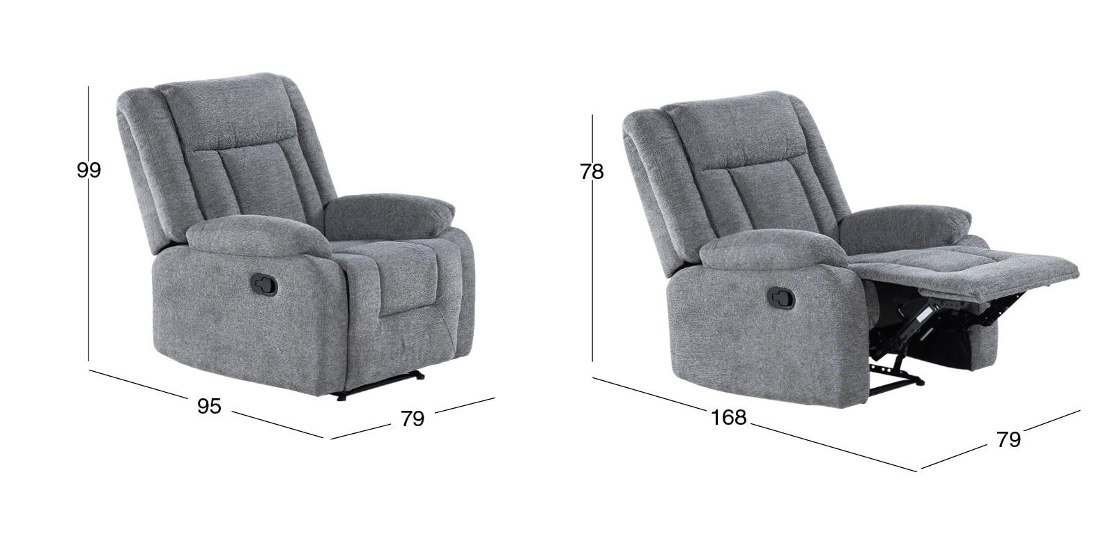 Sillón con Reclinable Isabelle Gris