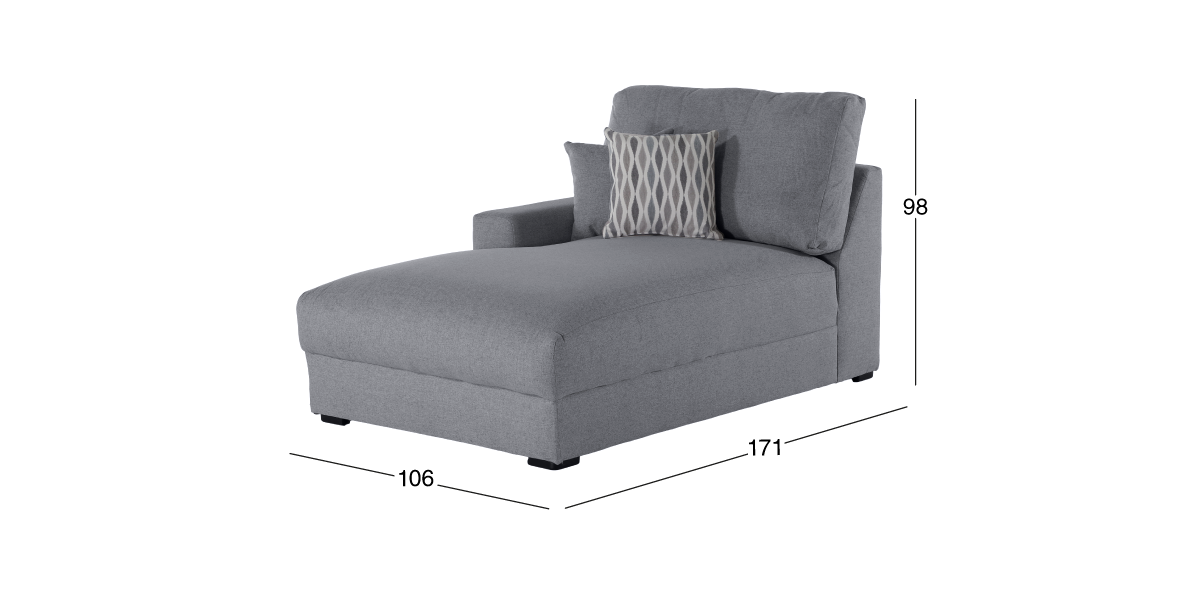 Sillón Largo Brazo Izquierdo Amira Gris Oxford