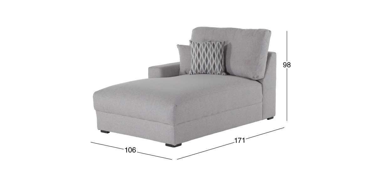 Sillón Largo Brazo Izquierdo Amira Gris
