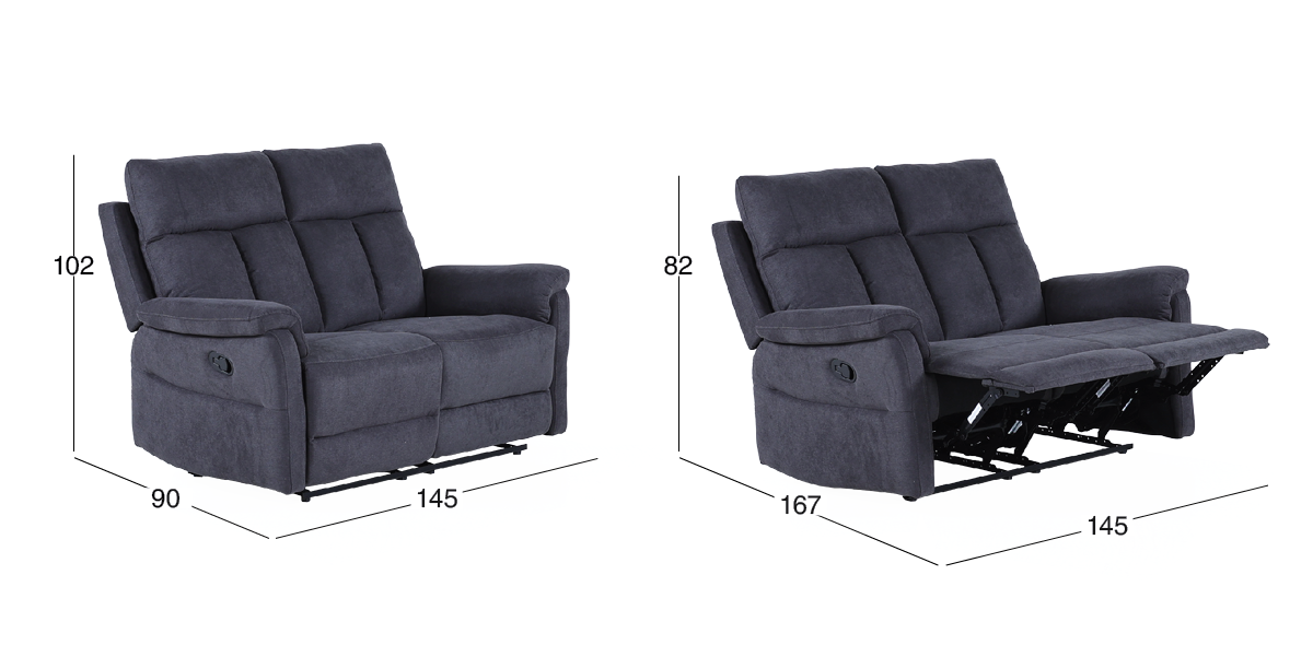 Sofá 2 Plazas con Reclinables Gwen Gris