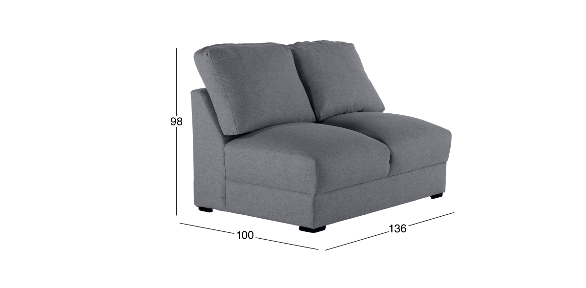 Sofá 2 Plazas sin Brazos Amira Gris Oxford