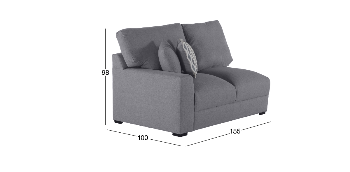 Sofá 2 Plazas Brazo Izquierdo Amira Gris Oxford