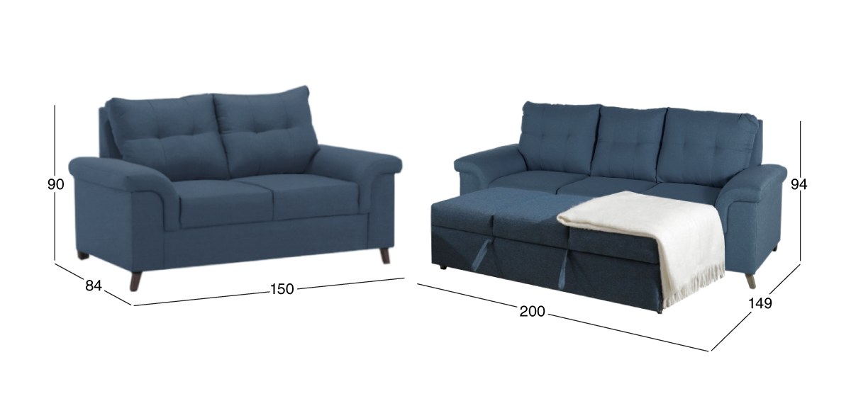 Sala con Sofá Cama Uma Azul
