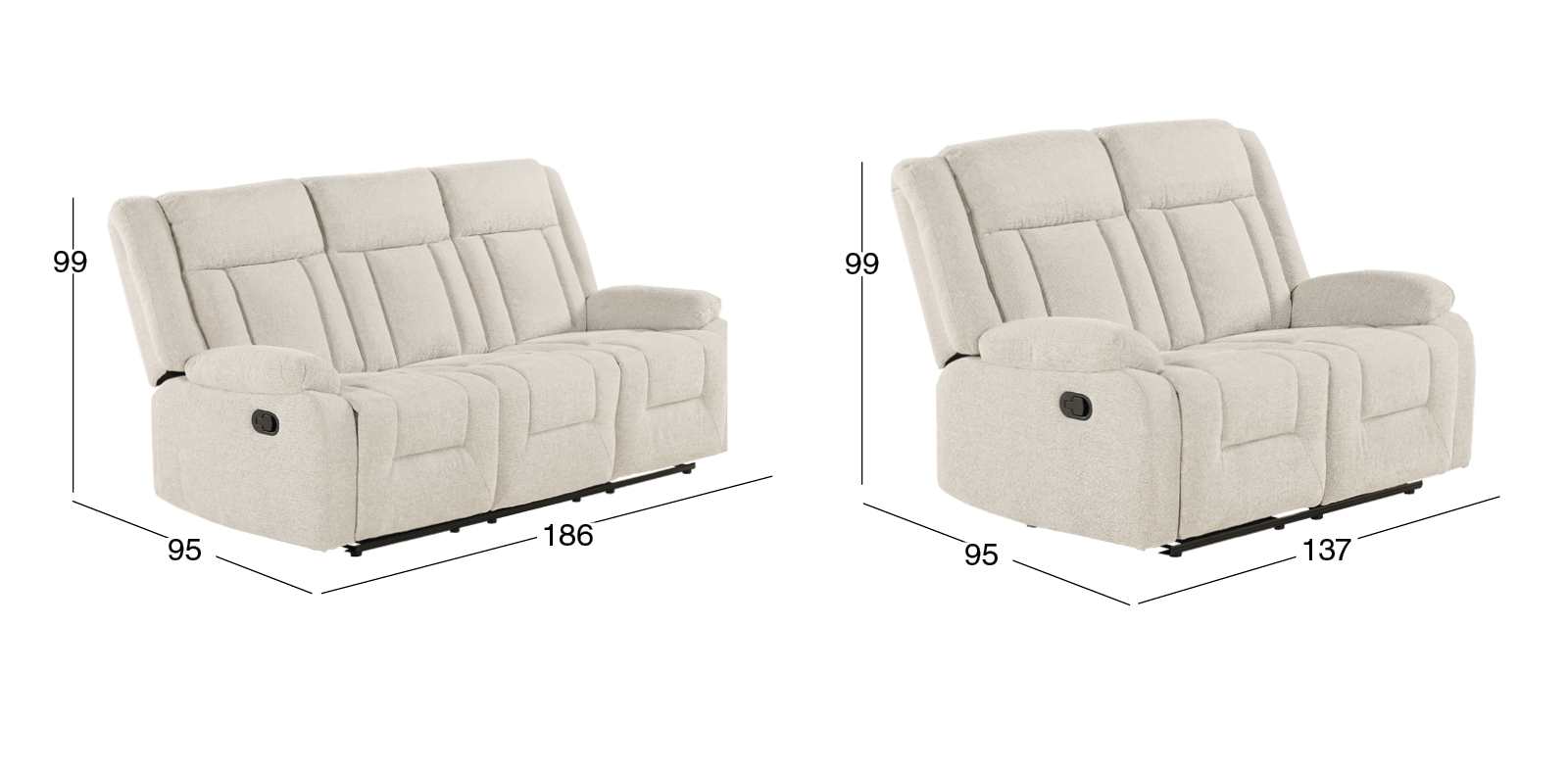 Sala con Reclinables Isabelle Beige