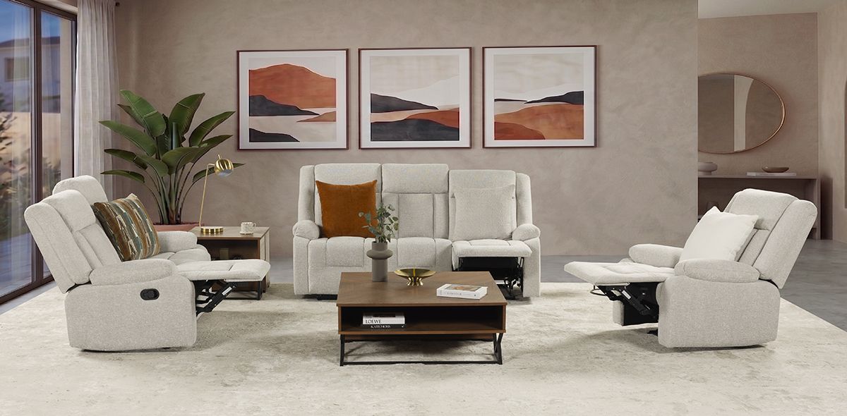 Sala con Reclinables Isabelle Beige 3 Piezas