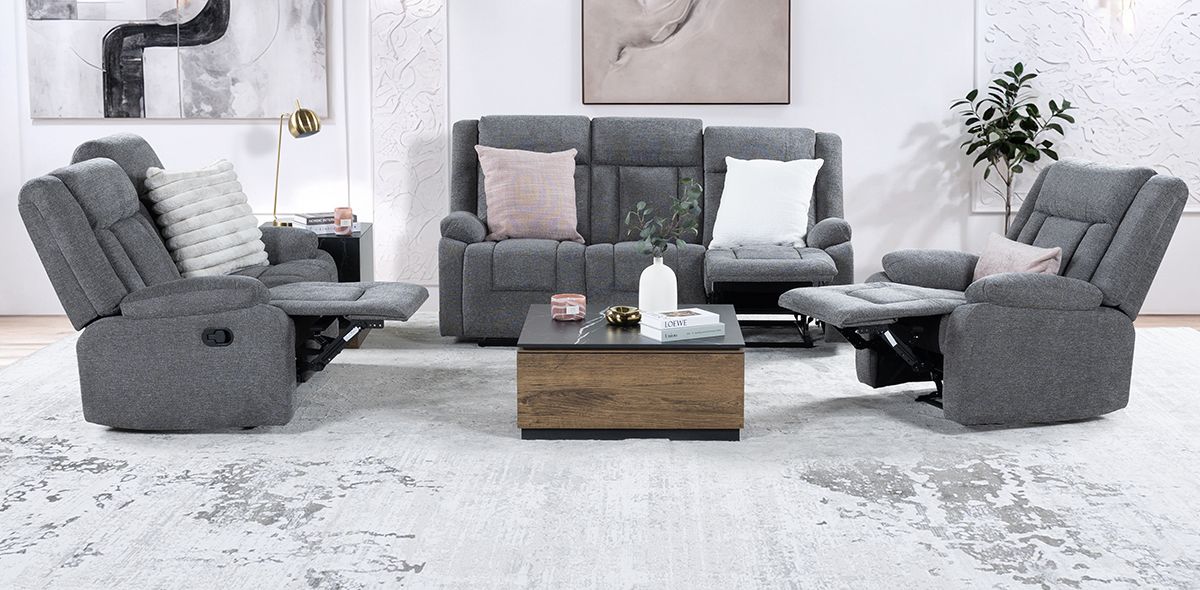 Sala con Reclinables Isabelle Gris 3 Piezas