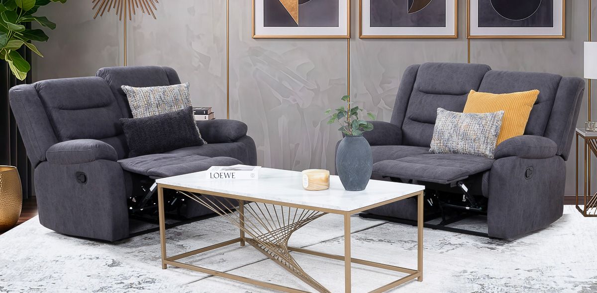 Sala de Dos Sofás 2 Plazas con Reclinables Nori Gris