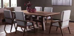 Comedor 220 cm Kansas con 6 Sillones Gris