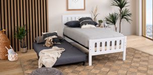 Cama Individual Elena Blanco con Cama Baja Alondra
