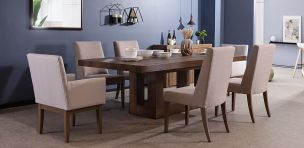 Comedor 240 cm Anka con 4 Sillas y 2 Sillones Beige