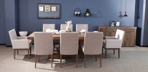 Comedor 240 cm Anka con 6 Sillas y 2 Sillones Beige