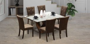Comedor de Cristal Burj con 6 Sillas Café