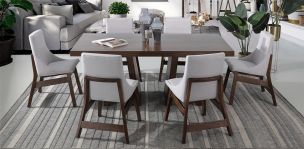 Comedor 180 cm Odette con 6 Sillas Gris