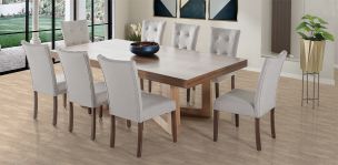 Comedor 240 cm Zeus con 8 Sillas Góndola Beige