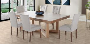 Comedor 240 cm Zeus con 6 Sillas Góndola Beige
