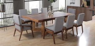Comedor 240 cm Zeus con 8 Sillas Kansas Gris