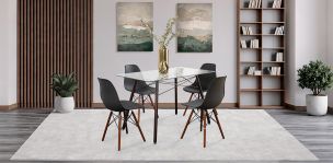 Comedor Rectangular 120 x 70 cm Atlas Café y 4 Sillas Negro