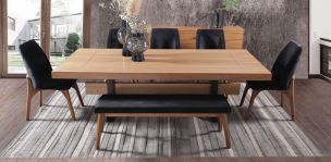 Comedor 240 cm Estocolmo con 5 Sillas y Banca Negro