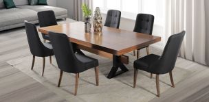 Comedor Rectangular Estocolmo con 6 Sillas Atenea Gris Oxford