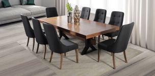 Comedor Rectangular Estocolmo con 8 Sillas Atenea Gris Oxford