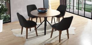 Comedor Hudson con 4 Sillas Olaf Gris Oxford