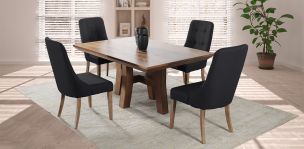 Comedor Kansas con 4 Sillas Atenea Gris Oxford