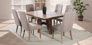Comedor Kansas con 6 Sillas Atenea Café