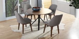Comedor Hudson con 4 Sillas Olaf Gris