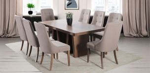 Comedor 180 cm Odette con 8 Sillas Atenea Café