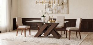 Comedor 180 x 110 cm Penthouse con 4 Sillas Cretta Beige